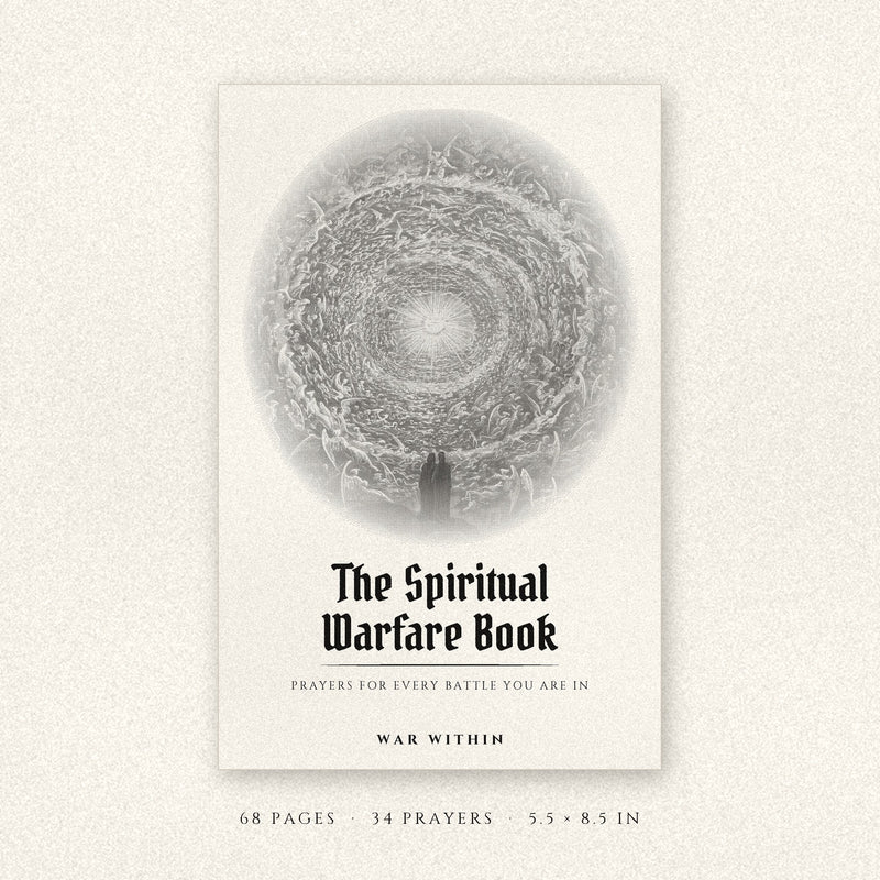 The Spiritual Warfare Book, front cover. Gustave Doré's engraving of the Empyrean above the blackletter title, War Within.
