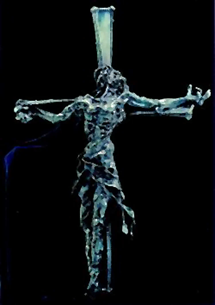A crucifix drawn in points of light